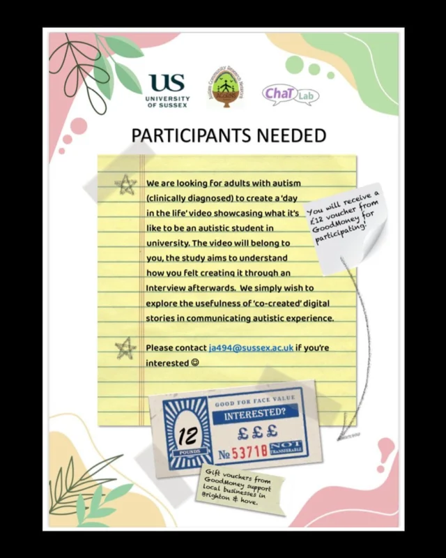 Interested in taking part in a study ran by one of our Masters students? 
If so please contact ja494@sussex.ac.uk for more information. :)