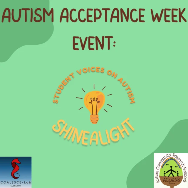 Hi Everyone! 

Here is some more info about our event, Shine A Light on Wednesday 2nd April 1-4pm in Pev 1 for Autism Acceptance Week. 

Hope to see you there 😊!